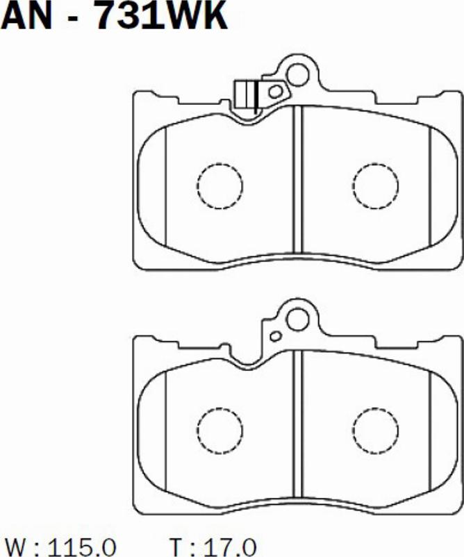 Akebono AN-731WK - Brake Pad Set, disc brake autospares.lv