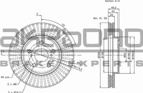 Akebono BN-0990 - Brake Disc autospares.lv