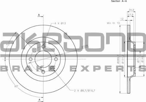 Akebono BN-0991 - Brake Disc autospares.lv