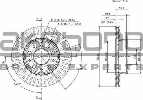 Akebono BN-0945E - Brake Disc autospares.lv