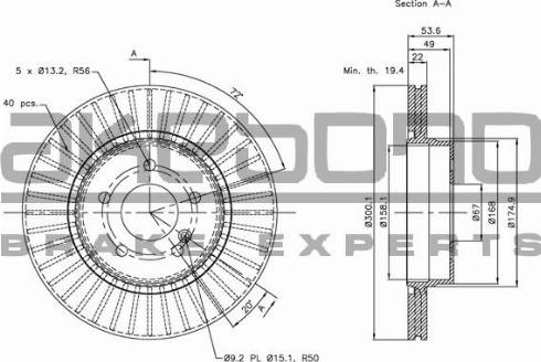 Akebono BN-0955 - Brake Disc autospares.lv