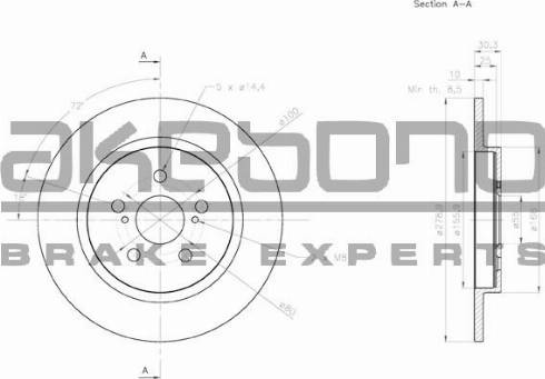 Akebono BN-0950 - Brake Disc autospares.lv