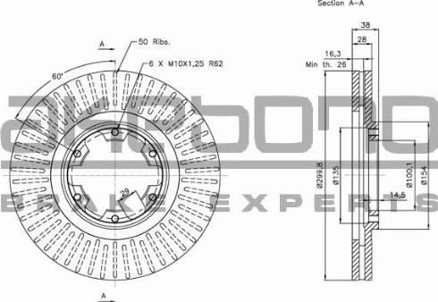 Akebono BN-0965 - Brake Disc autospares.lv