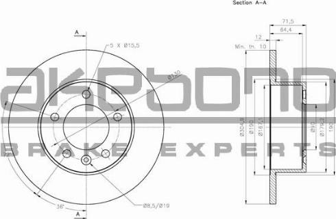 Akebono BN-0961 - Brake Disc autospares.lv