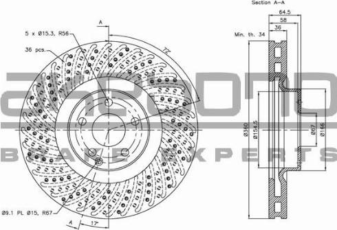 Akebono BN-0963E - Brake Disc autospares.lv