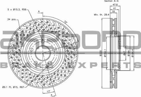 Akebono BN-0906 - Brake Disc autospares.lv