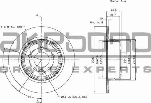 Akebono BN-0911 - Brake Disc autospares.lv