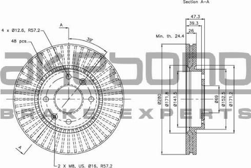 Akebono BN-0913 - Brake Disc autospares.lv