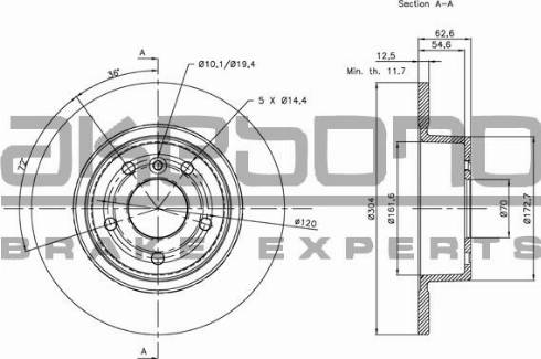 Akebono BN-0931 - Brake Disc autospares.lv