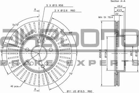 Akebono BN-0929 - Brake Disc autospares.lv