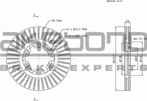 Akebono BN-0922 - Brake Disc autospares.lv