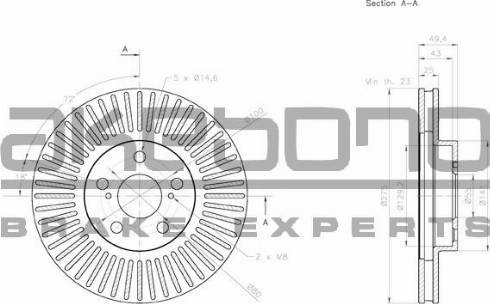 Akebono BN-0970 - Brake Disc autospares.lv