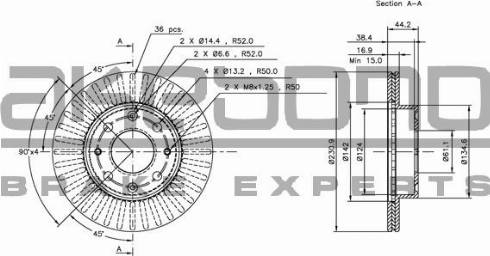 Akebono BN-0972 - Brake Disc autospares.lv