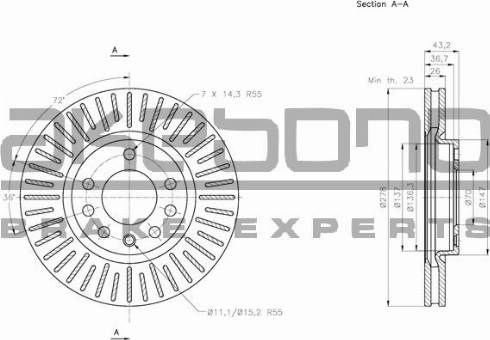 Akebono BN-0977 - Brake Disc autospares.lv