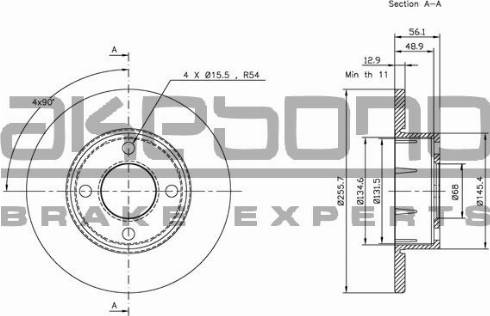 Akebono BN-0495 - Brake Disc autospares.lv