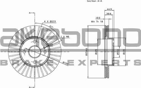 Akebono BN-0490E - Brake Disc autospares.lv