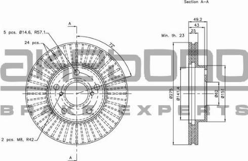 Akebono BN-0498 - Brake Disc autospares.lv