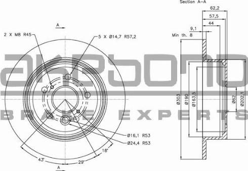 Akebono BN-0497E - Brake Disc autospares.lv