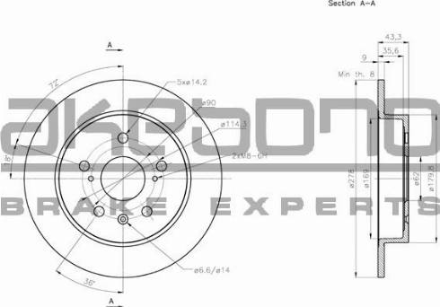 Akebono BN-0445 - Brake Disc autospares.lv