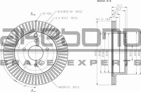 Akebono BN-0461 - Brake Disc autospares.lv