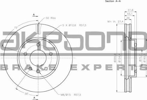 Akebono BN-0462E - Brake Disc autospares.lv