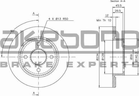 Akebono BN-0408 - Brake Disc autospares.lv