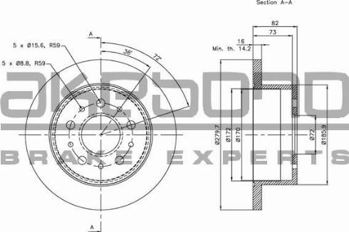 Akebono BN-0415 - Brake Disc autospares.lv