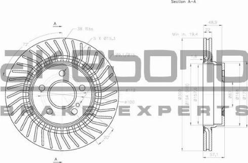 Akebono BN-0416 - Brake Disc autospares.lv