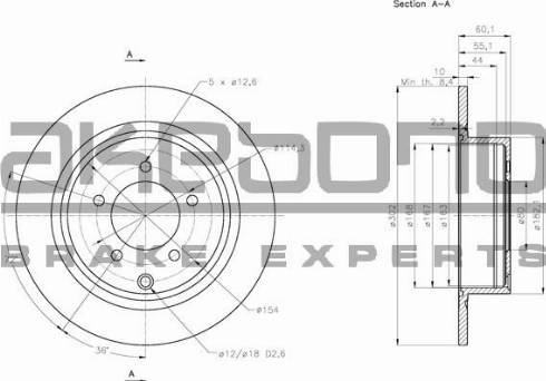 Akebono BN-0410E - Brake Disc autospares.lv