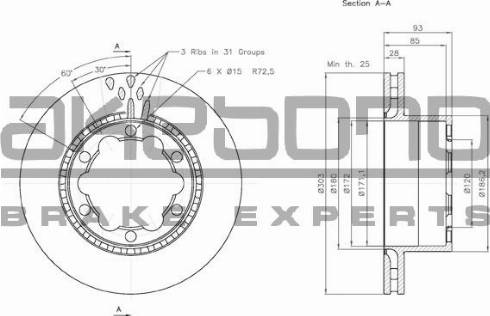 Akebono BN-0485 - Brake Disc autospares.lv