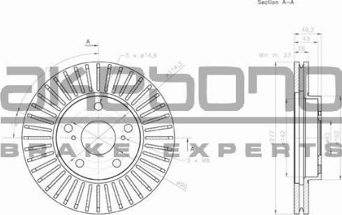 Akebono BN-0480 - Brake Disc autospares.lv