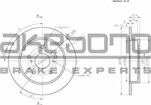 Akebono BN-0424 - Brake Disc autospares.lv