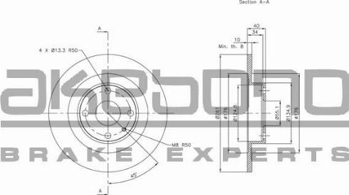 Akebono BN-0425 - Brake Disc autospares.lv