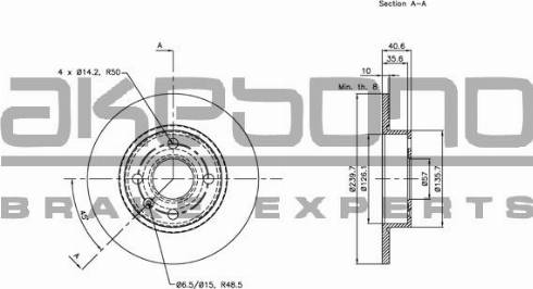 Akebono BN-0420 - Brake Disc autospares.lv