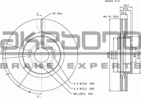 Akebono BN-0428 - Brake Disc autospares.lv