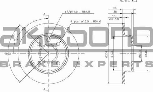 Akebono BN-0427E - Brake Disc autospares.lv