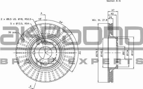 Akebono BN-0479 - Brake Disc autospares.lv