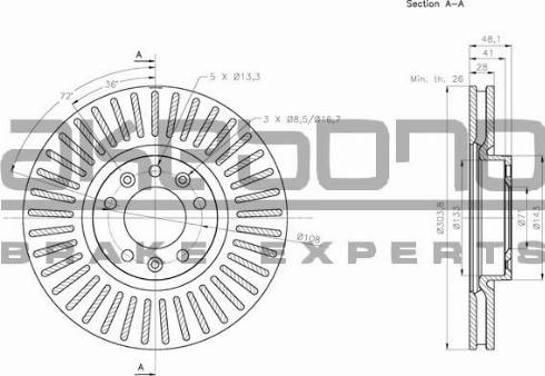 Akebono BN-0473 - Brake Disc autospares.lv