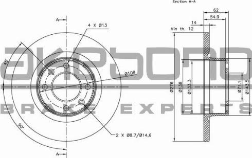 Akebono BN-0545 - Brake Disc autospares.lv