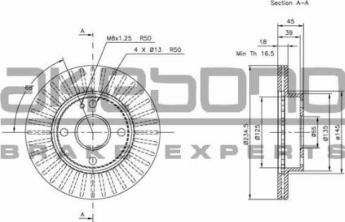 Akebono BN-0546E - Brake Disc autospares.lv