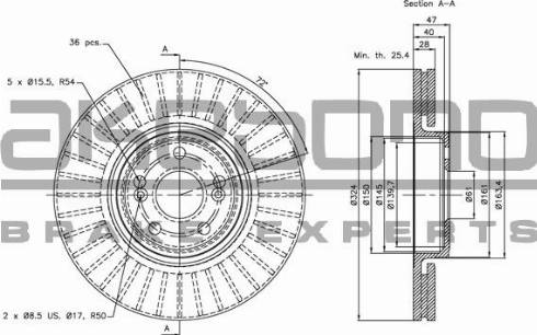 Akebono BN-0558E - Brake Disc autospares.lv