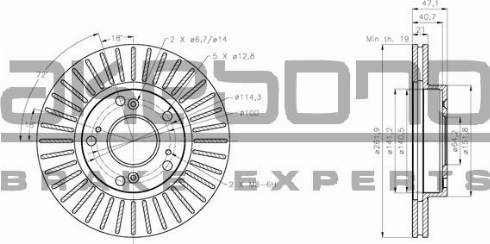 Akebono BN-0553E - Brake Disc autospares.lv