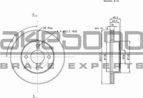 Akebono BN-0561 - Brake Disc autospares.lv