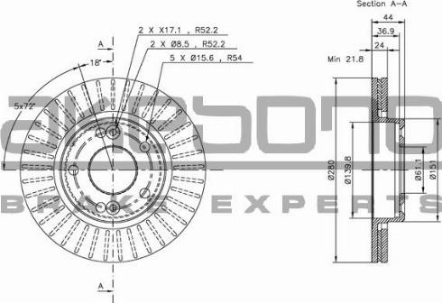 Akebono BN-0563 - Brake Disc autospares.lv