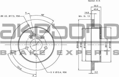 Akebono BN-0502 - Brake Disc autospares.lv