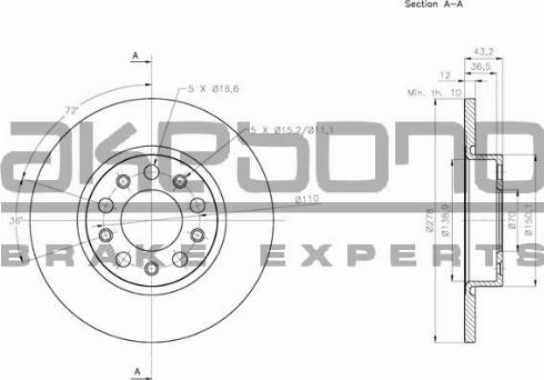 Akebono BN-0515 - Brake Disc autospares.lv