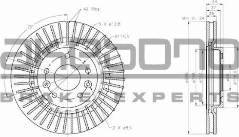 Akebono BN-0516 - Brake Disc autospares.lv