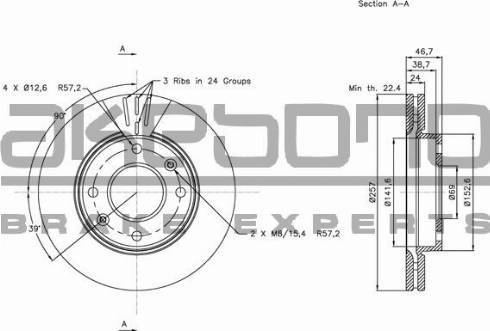 Akebono BN-0513 - Brake Disc autospares.lv