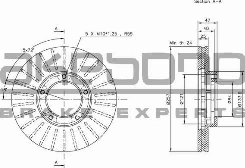 Akebono BN-0589 - Brake Disc autospares.lv