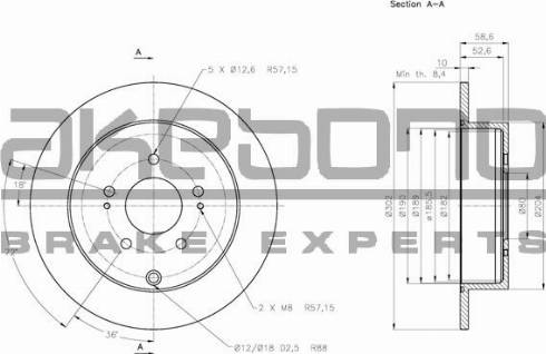 Akebono BN-0585 - Brake Disc autospares.lv